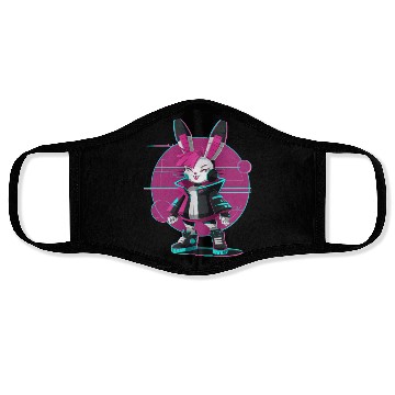 Discover Cyber Bunny with Futuristic Style and Neon Colors Face Masks
