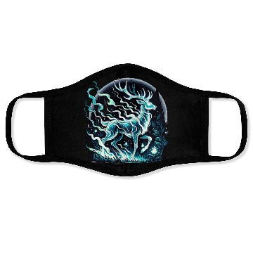 Discover Ethereal Stag in Mystical Forest Moonlight Face Masks