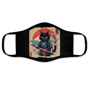 Discover samurai cat Face Masks