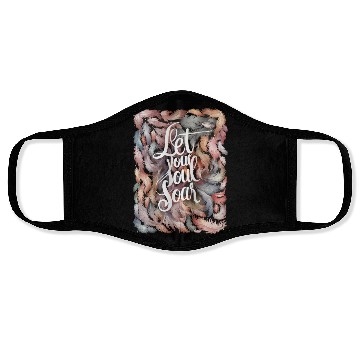 Discover Inspirational Quote with Colorful Feathers Design Face Masks