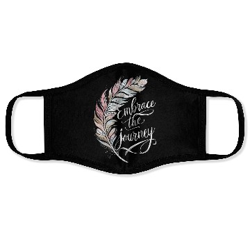 Discover Inspirational Feather Embrace The Journey Artwork Face Masks