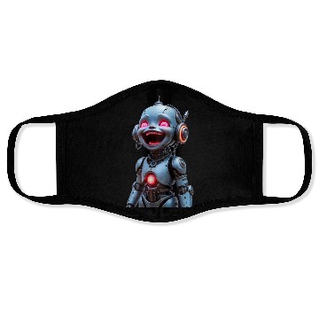 Discover Scrap Metal Robot Baby huge smile Face Masks