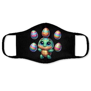 Discover Turtle juggling colorful Easter eggs Face Masks