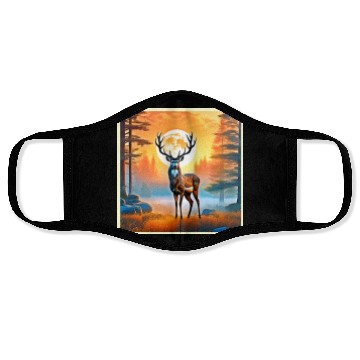 Discover Golden Deer Twilight Peak Face Masks