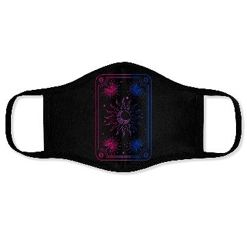 Discover Mystical Tarot Card Sun in Bisexual Flag Colors Face Masks