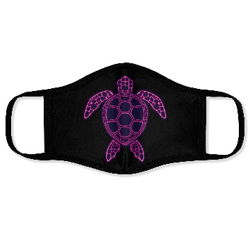 Discover Hot Pink Neon Lava Sea Turtle Design Face Masks
