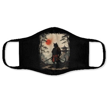 Discover Samurai Cat Warrior Face Masks Design