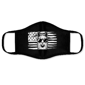 Discover Alpaca Llama US Flag Llama Face Masks