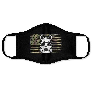 Discover Llama Camouflage US Flag Llama Face Masks
