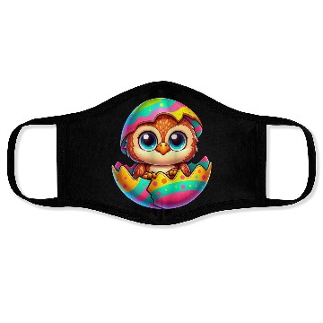 Discover Cute Owl Easter Egg Cartoon Hatching Colorful Face Masks