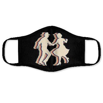 Discover Square Dance Dancing Retro Line Art Face Masks