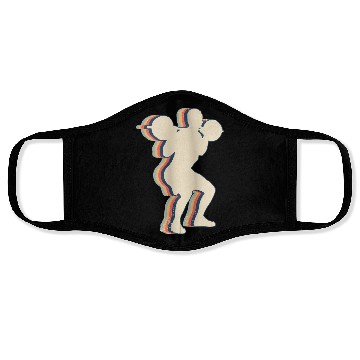 Discover Squats Workout Gym Retro Line Art Face Masks