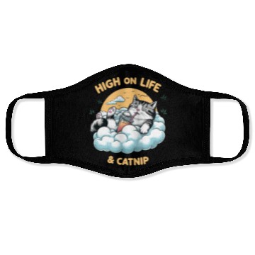 Discover High on Life & Catnip - Floating Cat Art Face Masks