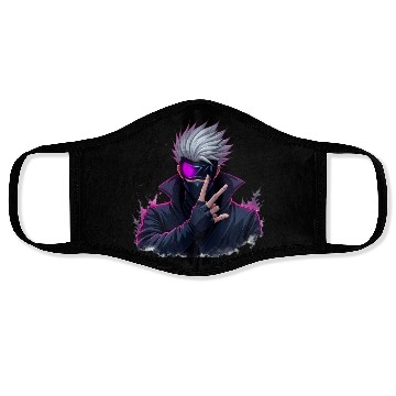 Discover Mysterious White-Haired Anime Warrior with Mask Face Masks