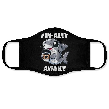 Discover Fin-ally Awake Coffee Shark lover Face Masks