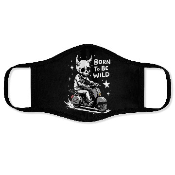 Discover Born to Be Wild - Skull Devil on Scooter Face Masks