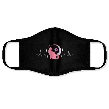 Discover Lesbian Heartbeat Moon Cat Pink Mystic Pride Art Face Masks