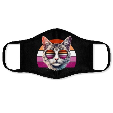 Discover Lesbian Pride Cool Cat with Sunglasses Face Masks