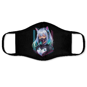 Discover Cyberpunk Girl Cat Ears Face Masks