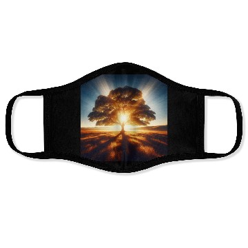 Discover Tree in Sunlight Face Masks