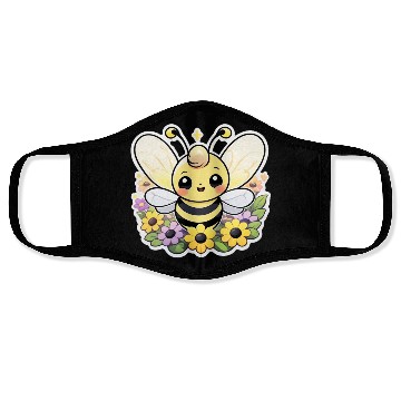 Discover A bee chubby cartoon Face Masks