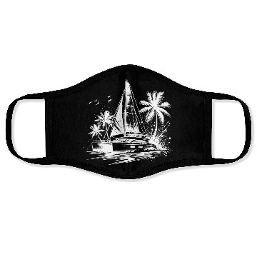Discover Double Hull Catamaran Sailing Boat Caribbean Palms Face Masks
