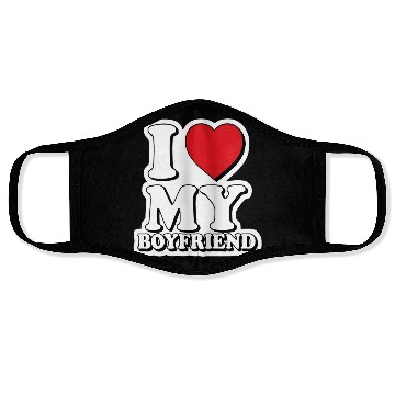 Discover "I Love My Boyfriend" graphic design Face Masks