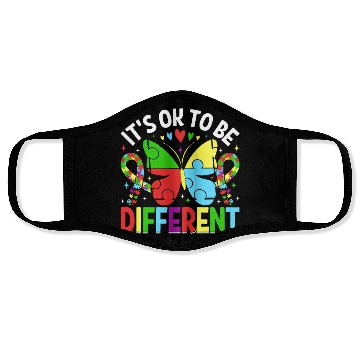 Discover It’s OK to Be Different Autism Awareness Butterfly Face Masks