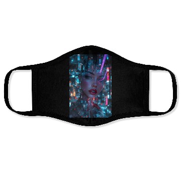 Discover Neon Siren A Cyberpunk Reverie Face Masks