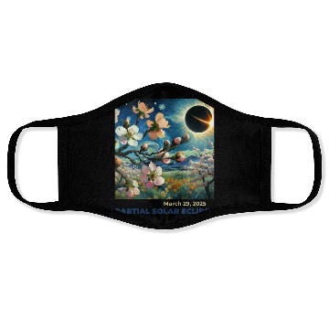 Discover March 29, 2025 Partial Solar Eclipse Blossoms Face Masks