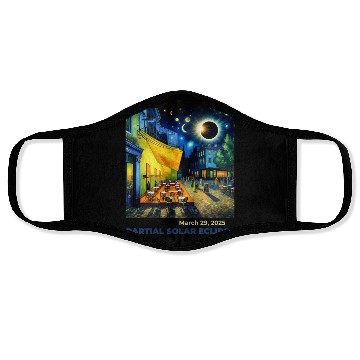 Discover March 29, 2025 Partial Solar Eclipse Night Scene Face Masks