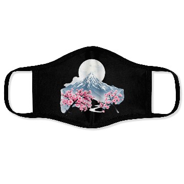Discover Japanese mount fuji Sakura tree Cherry blossom Face Masks