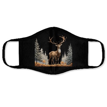 Discover Majestic Deer: A Golden Stance in Nature's Embrace Face Masks