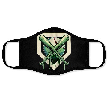 Discover Baseball and Bat Dripping Green Face Masks