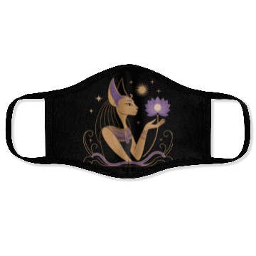Discover Serene Bastet Holding a Lotus Face Masks