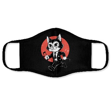 Discover Whimsical Black White Cat Conductor Face Masks