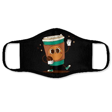 Discover Playful Coffee Cup Character Design Face Masks