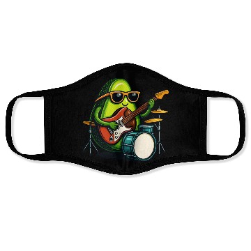 Discover Rockin Avocado Musician Funny Graphic Face Masks
