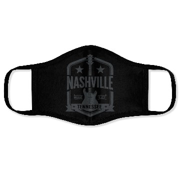 Discover Nashville Music City Guitar Tennessee Face Masks