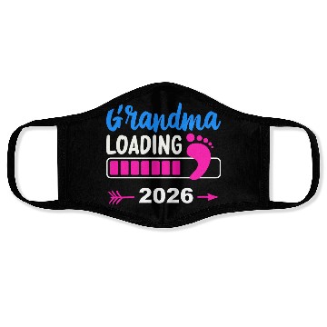 Discover Grandma Loading 2026 Pink Footprint Face Masks