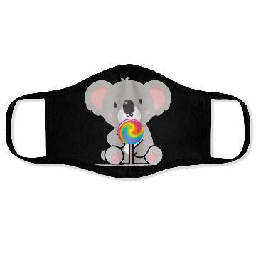 Discover Cute koala with a colorful lollipop Face Masks