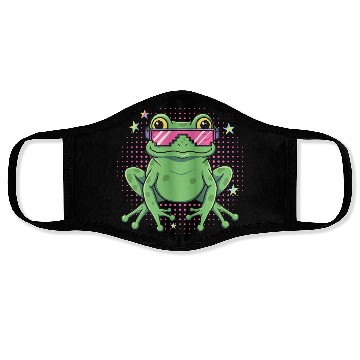 Discover funky frog with pixel glasses Face Masks