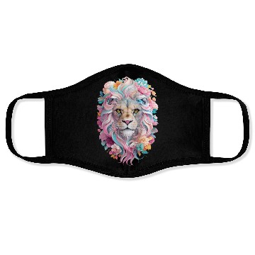 Discover Lion Illustration Surrounded By Floral Face Masks