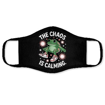 Discover Chill Frog Embracing the Chaos Face Masks