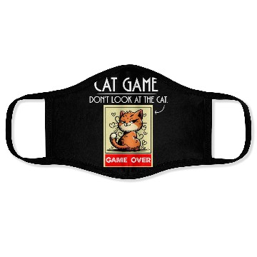 Discover Cat Meme Game Humor Don’t Look Game Over Design. Face Masks
