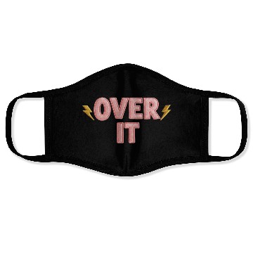Discover Over It Embroidered Pastel Puff Lettering Face Masks
