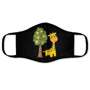 Discover Funny giraffe and tree drawing Face Masks