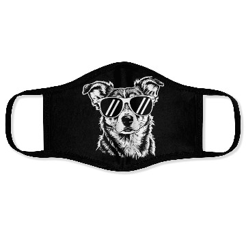Discover Border Collie Dog Wearing Sunglasses Vintage Pet Face Masks