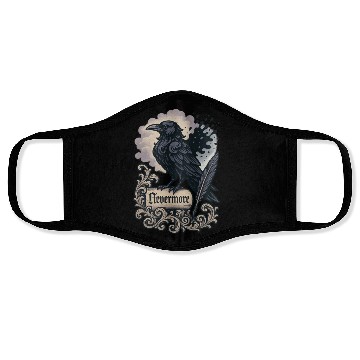Discover Baroque Raven Nevermore Scroll Poe Poetry Face Masks