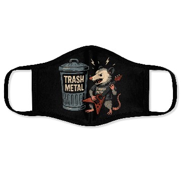Discover Funny Opossum Thrash Metal Guitar Vintage Pun Face Masks